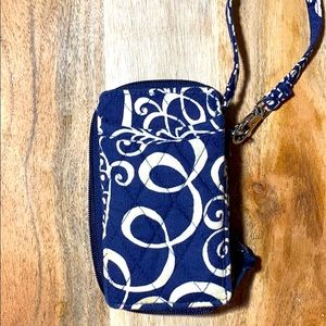 Vera Bradley blue and white quilted wristlet